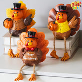 3 Pcs Thanksgiving Turkey Tabletop Centerpieces - Resin Turkey Fall Figurines