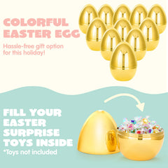 24 Large Plastic Golden Easter Eggs, 6-Inch Jumbo Fillable Eggs