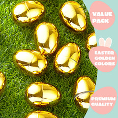 36 Gold Metallic Plastic Easter Eggs (2.3"), Fillable for Egg Hunt