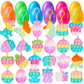 46-Piece Pre-Filled Colorful Easter Eggs with Pop Keychains and 23 Pop Fillers for Egg Hunt