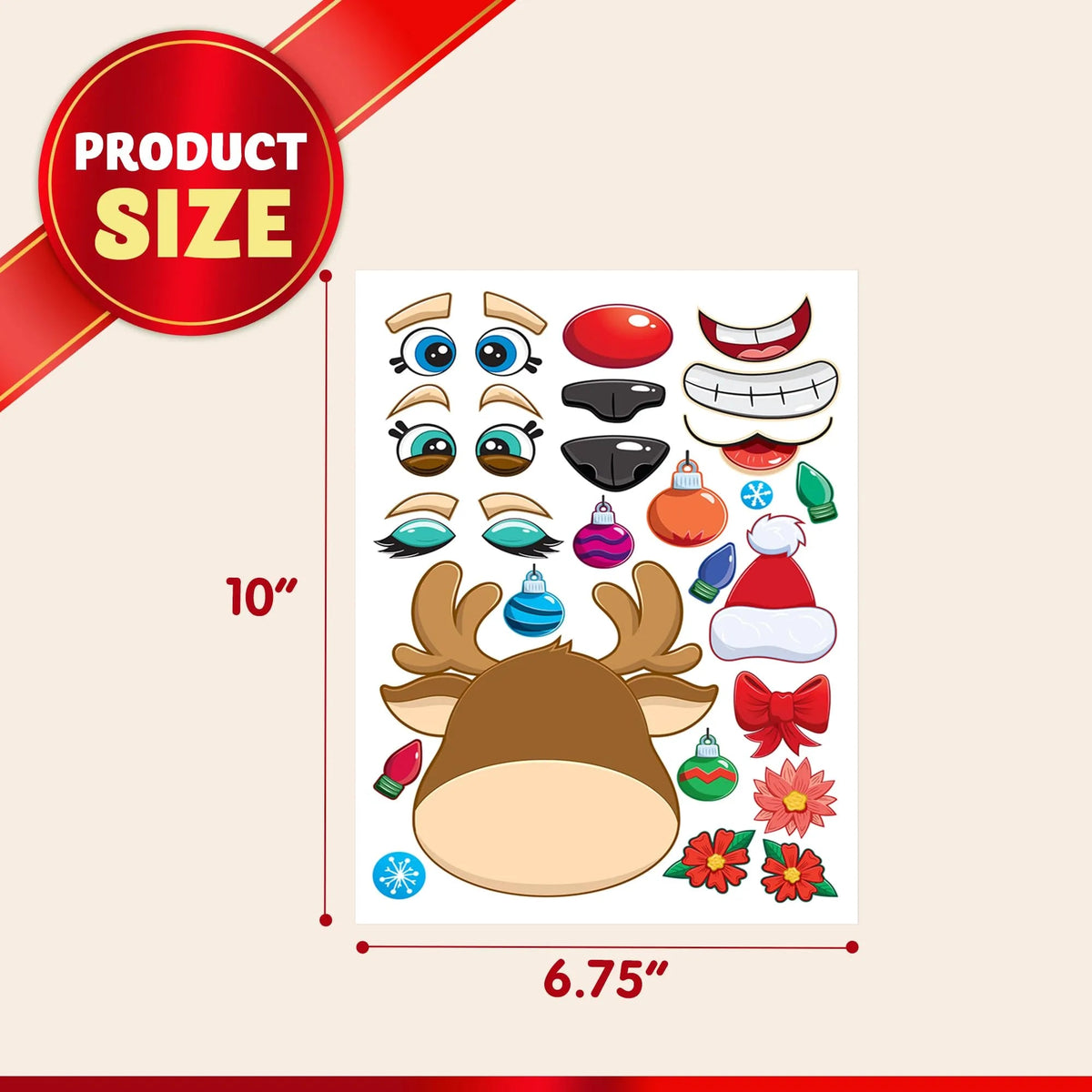 48 Pcs Christmas Make A Face Stickers - Xmas Stickers