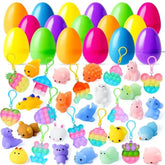 48 Prefilled Easter Eggs with Assorted Toys, Filled with Mochi and Pop Bubble
