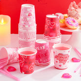 48 Valentine's Day Disposable Cups - 9 oz Paper Cocoa Cups for Party Supplies