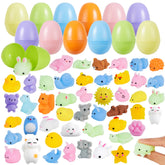 48 Pre-Filled Easter Eggs (2.3 in) with Mochi Squishy Toys for Easter Egg Hunt