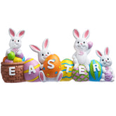 4-Piece Easter Bunny & Egg Resin Tabletop Decor for Home and Office