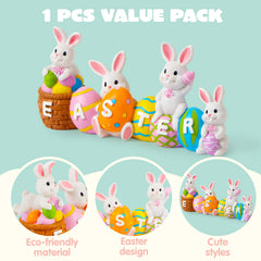 4-Piece Easter Bunny & Egg Resin Tabletop Decor for Home and Office