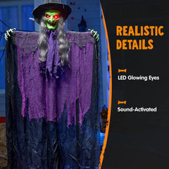 72-Inch Halloween Hanging Witch Decorations for Outdoor Use