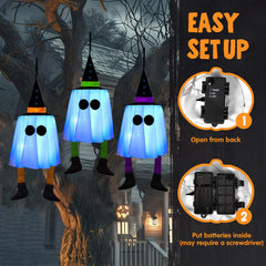 23.6" 3-Pack Halloween Hanging Ghosts Outdoor Decorations