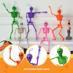 5 Pack Posable Halloween Skeleton Decorations, 16 Inches