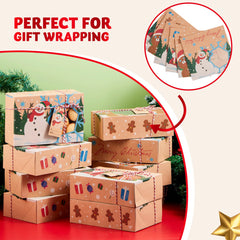 24 PCS Christmas Cookie Gift Baking Box with Window, Auto-Popup Design