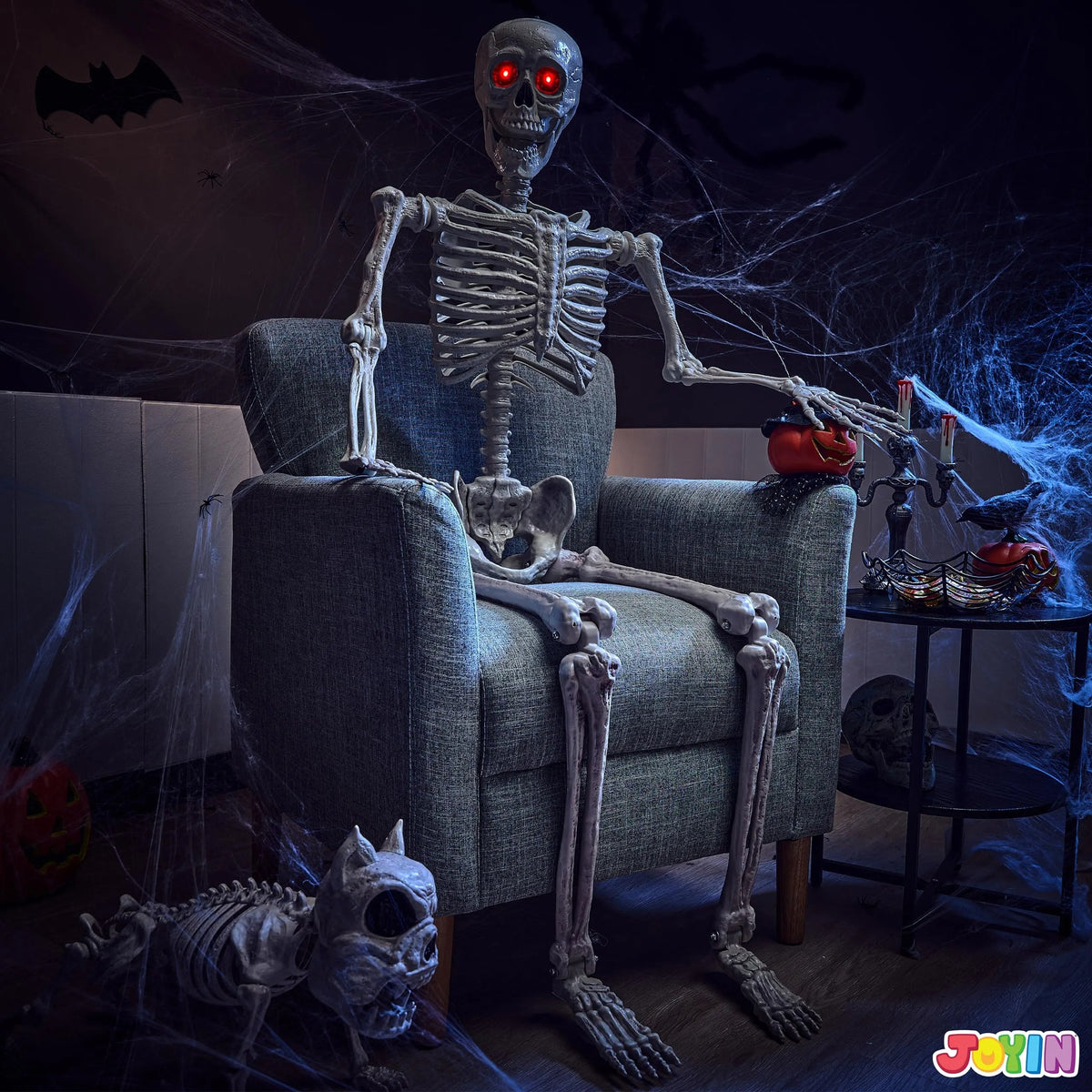 5.6 ft Halloween LED Life-Size Skeleton Full Body Human Bones