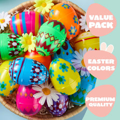 50 Pack 3.15 Inch Fillable Plastic Easter Eggs, Assorted Colors Empty Eggs Bulk for Easter Egg Hunt