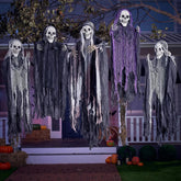 5 Halloween Hanging Grim Reapers - 1 Large (47in) & 4 Medium (35in) Skeleton Ghosts