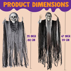 5 Halloween Hanging Grim Reapers - 1 Large (47in) & 4 Medium (35in) Skeleton Ghosts