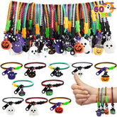 60 PCS Halloween Zipper Bracelets Bulk Set - Zipper Wristbands Party Favors for Kids