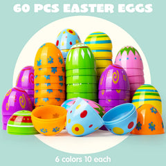 60 Pcs Printed Easter Egg Shells