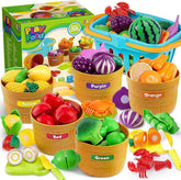 69-Piece Color Sorting Play Food Kitchen Set for Kids