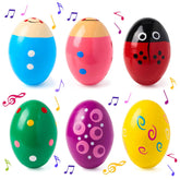 6-Pack Easter Wooden Egg Shakers Maracas Percussion Musical Instruments