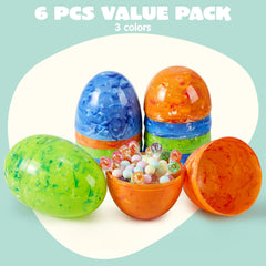 6-Pack 6-Inch Plastic Colorful Easter Eggs for Egg Hunt Game