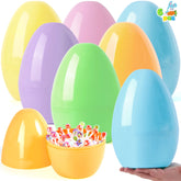 6 Pastel Jumbo Plastic Easter Eggs - Fillable for Hunt & Party Favors