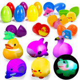 6-Pack Light-Up Bath Toys with 3.2-Inch Prefilled Easter Eggs for Egg Hunts