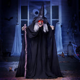 6-Foot Halloween Animatronic Witch with Cane