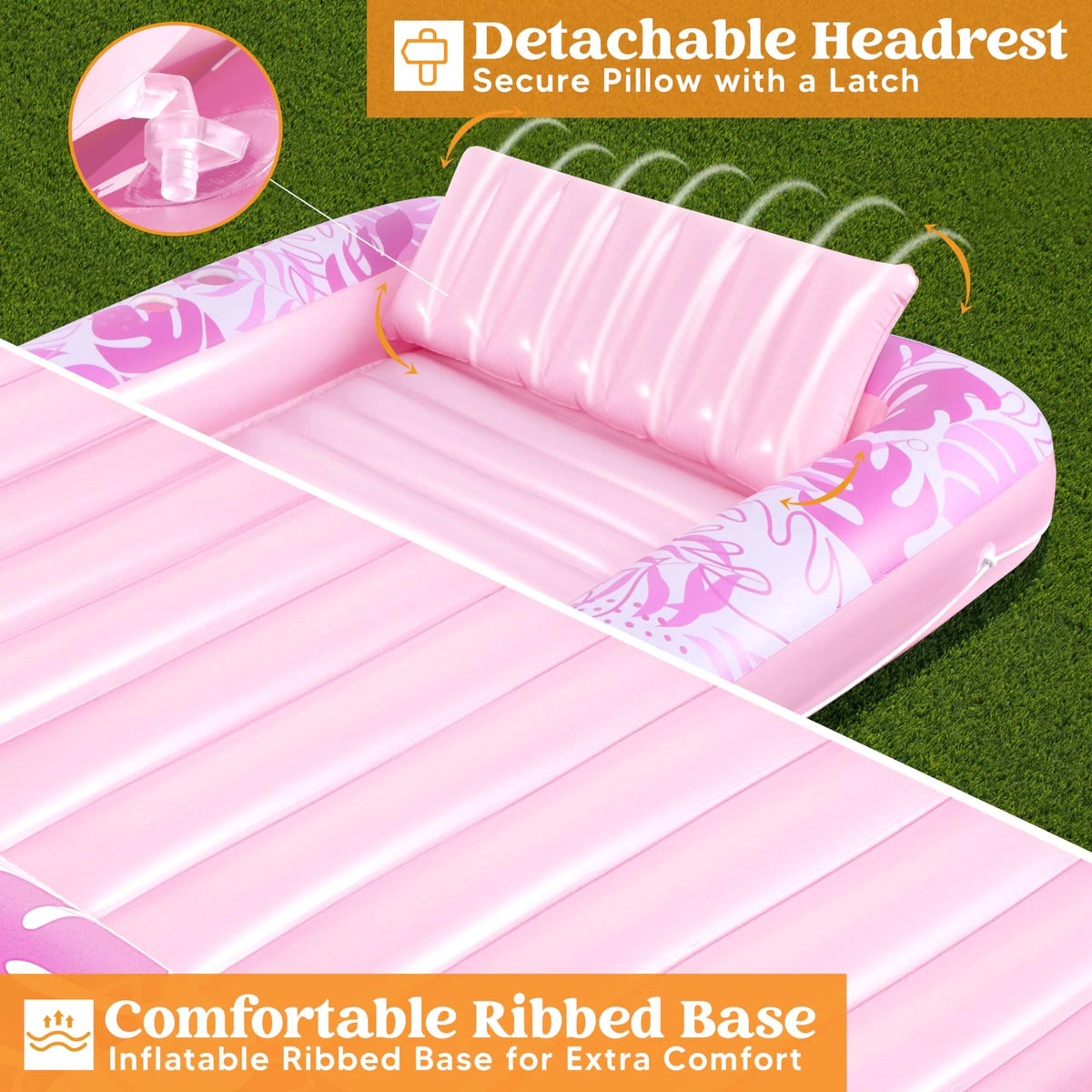 Large Blushing Pink Suntan Tub Pool Float (70in x 46in)