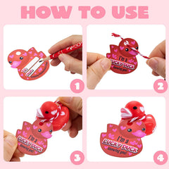 36Pcs Kids Valentine's Day Cards with Rubber Ducks - Classroom Exchange Gifts