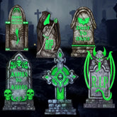 6 Pcs 16in Halloween Graveyard Tombstones - Fluorescent