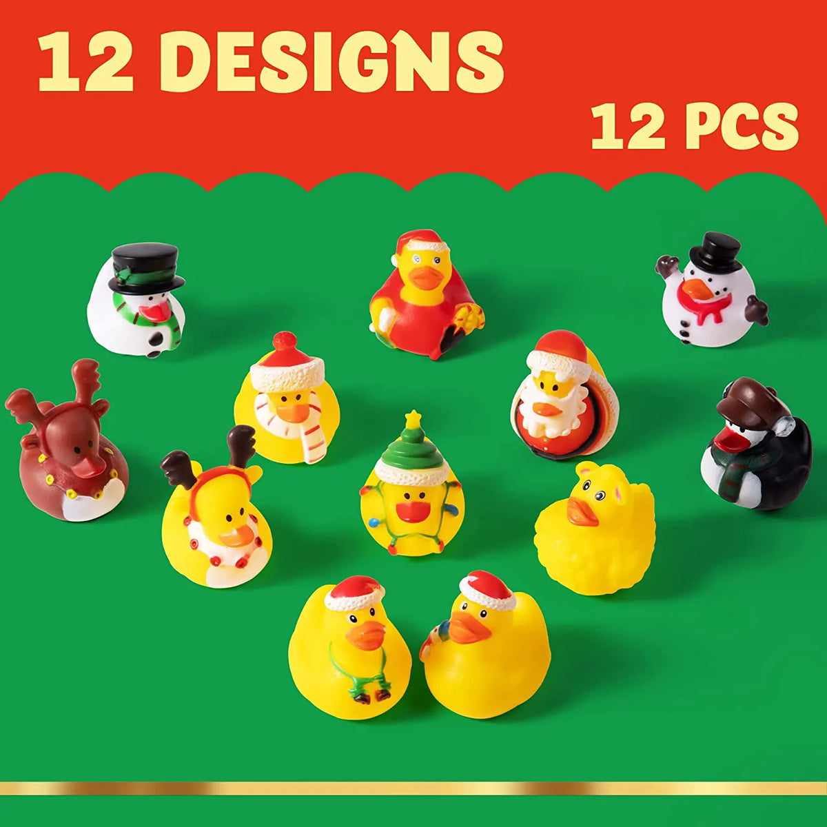 12 Pack Christmas Rubber Ducks