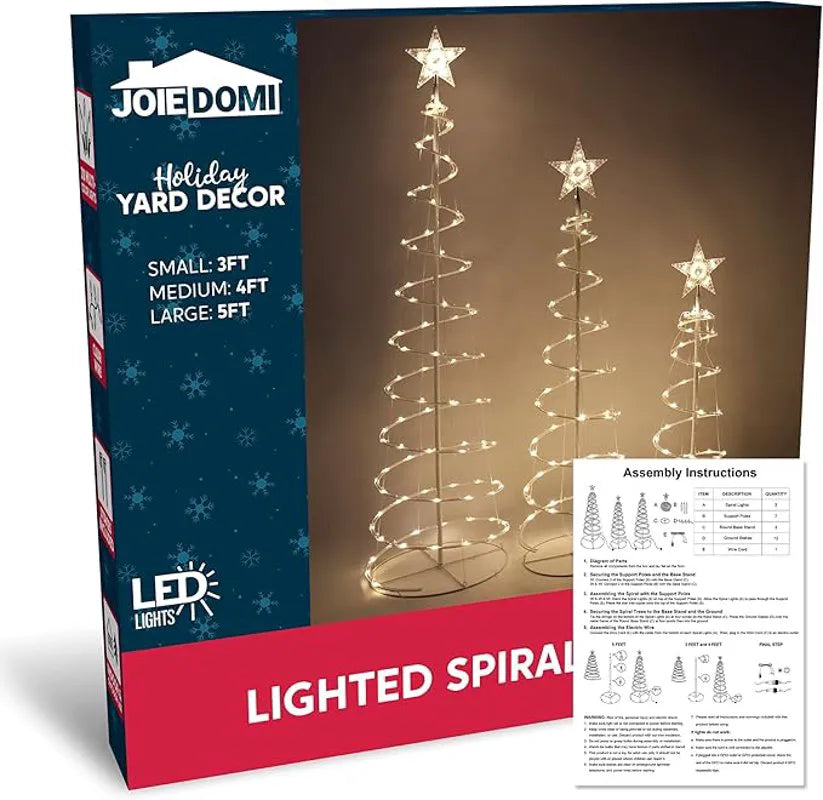 3-Pack Lighted Spiral Christmas Tree Set
