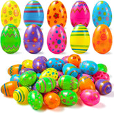 72 Pcs 2.3" Printed Empty Plastic Easter Eggs for Hunt & Party