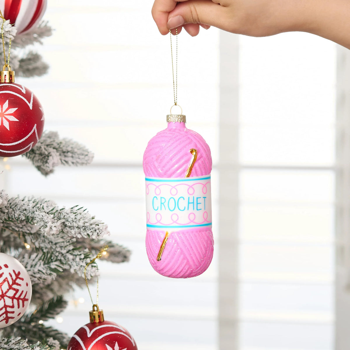 Small Crochet Glass Christmas Ornament