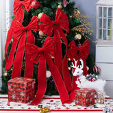 9-Piece Large Red Velvet Christmas Bows