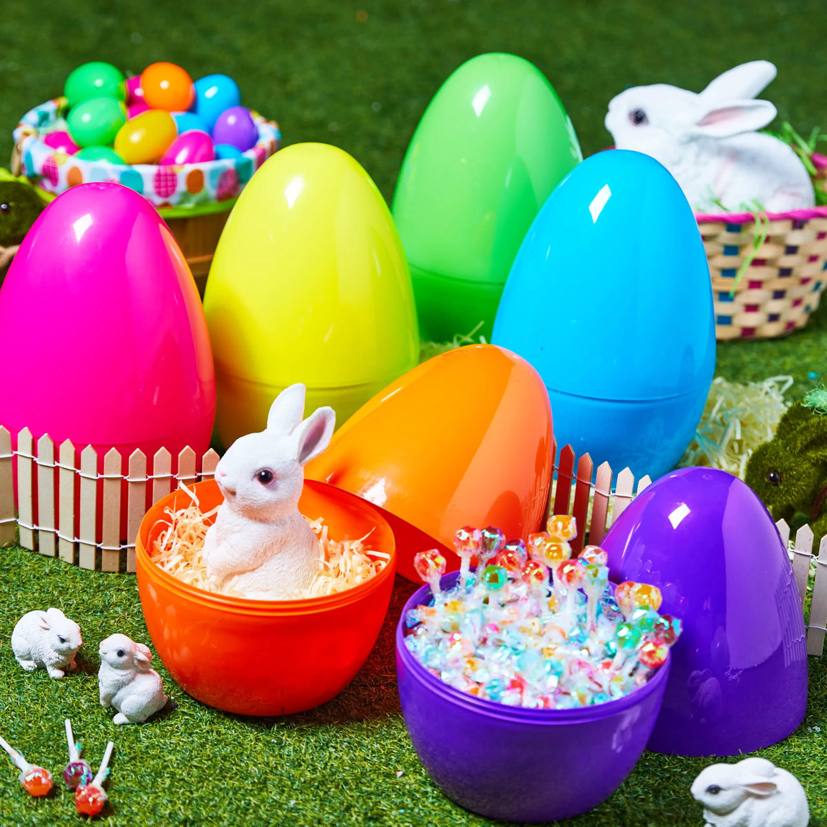 8 Pack 10-Inch Jumbo Fillable Easter Eggs for Egg Hunts
