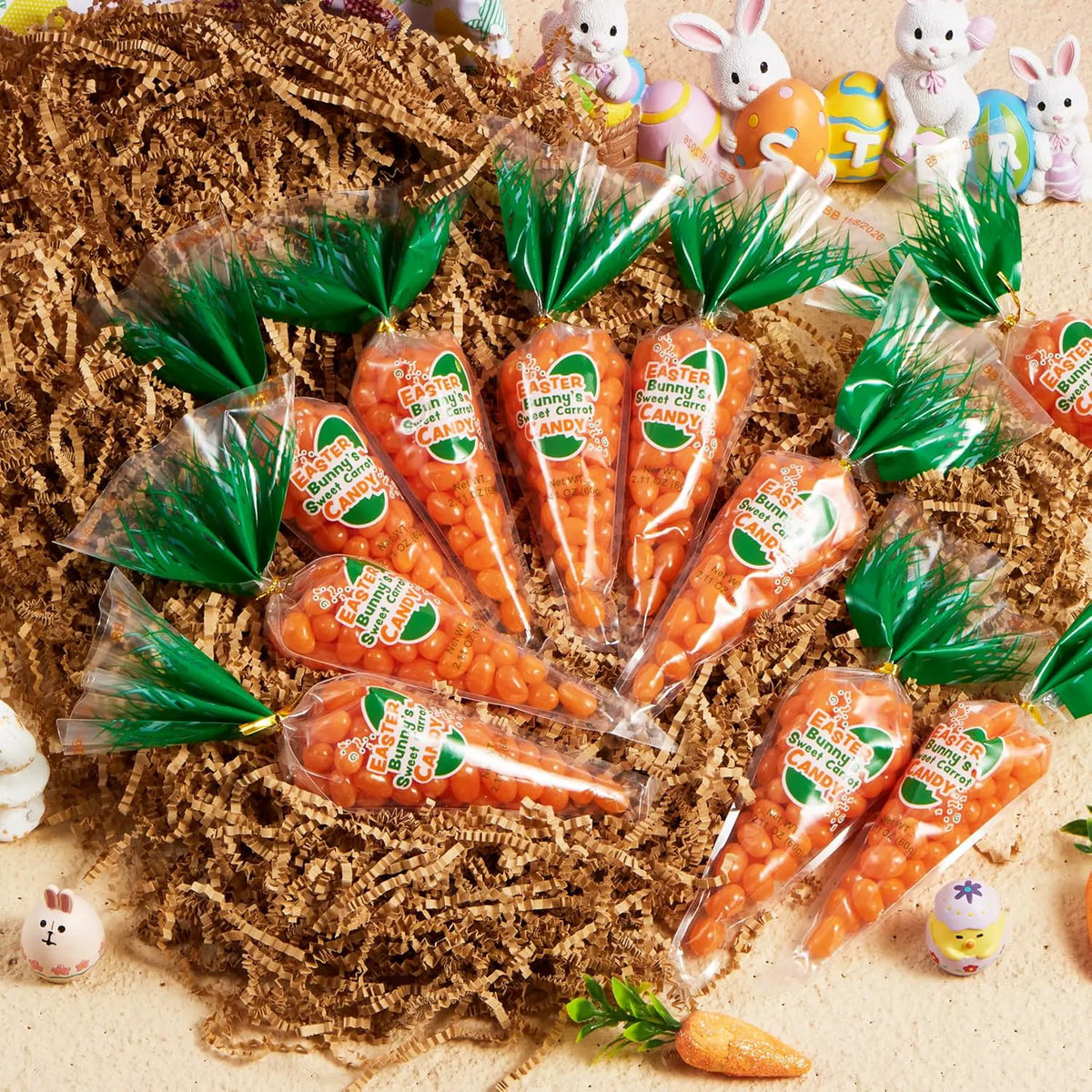 12 Easter Candies in Carrot Bags
