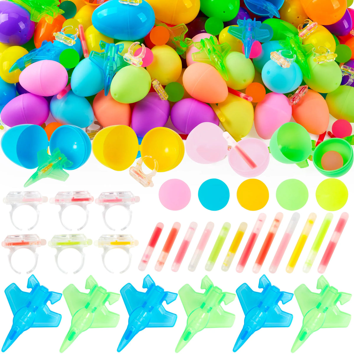 80 Glow-in-the-Dark Easter Eggs with Toys for Kids - Egg Hunt, Party Favors & Class Prizes
