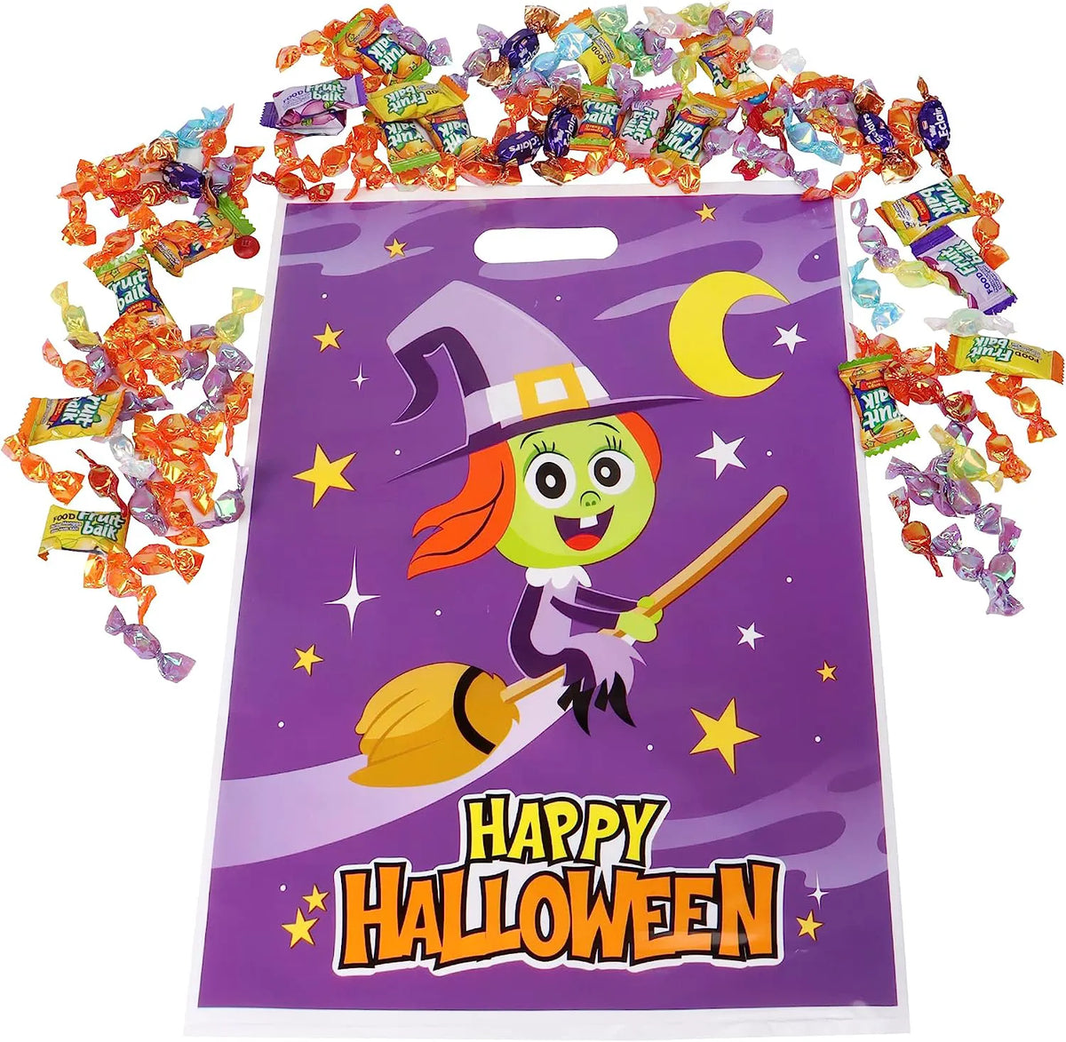 Halloween-Themed Plastic Candy Bags, 72 Count