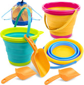3-Pack Foldable Buckets with Shovels (Bonus Mesh Bag)