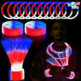 JOYIN 144 Pcs 4th of July Glow Sticks Bulk - Red White Blue 3-in-1 Glow in the Dark Sticks, Light-Up Bracelet Necklace for Kids & Adults, Memorial Independence Day Party Accessory Favor Supply