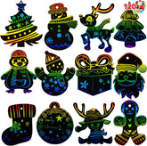 48 Christmas Scratch Art Ornaments
