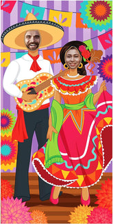 Cinco de Mayo Fiesta Couple Photo Door Banner, 36x72 Inches