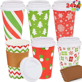 24 Pack 16 oz Christmas Paper Cups with Holiday Design