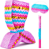 Mermaid Pinata Set with Plastic Bat and Paper Blindfold