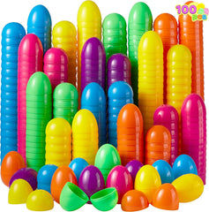 100 Colorful Bright Plastic Easter Egg Shells (2.3 Inches)