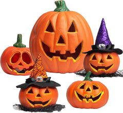 Halloween Pumpkin Light-Up Decoration Set, 5-Pack