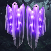 35.5-Inch Halloween Hanging Ghost with Purple LED Light