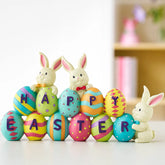 JOYIN Easter Bunny & Egg Resin Figurine Set - Spring Tabletop Decorations for Mantel Desk