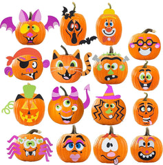 16-Piece Foam Halloween Pumpkin Decorating Craft Kit