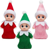 Green, Pink, and Red Tiny Baby Elf Doll for Christmas